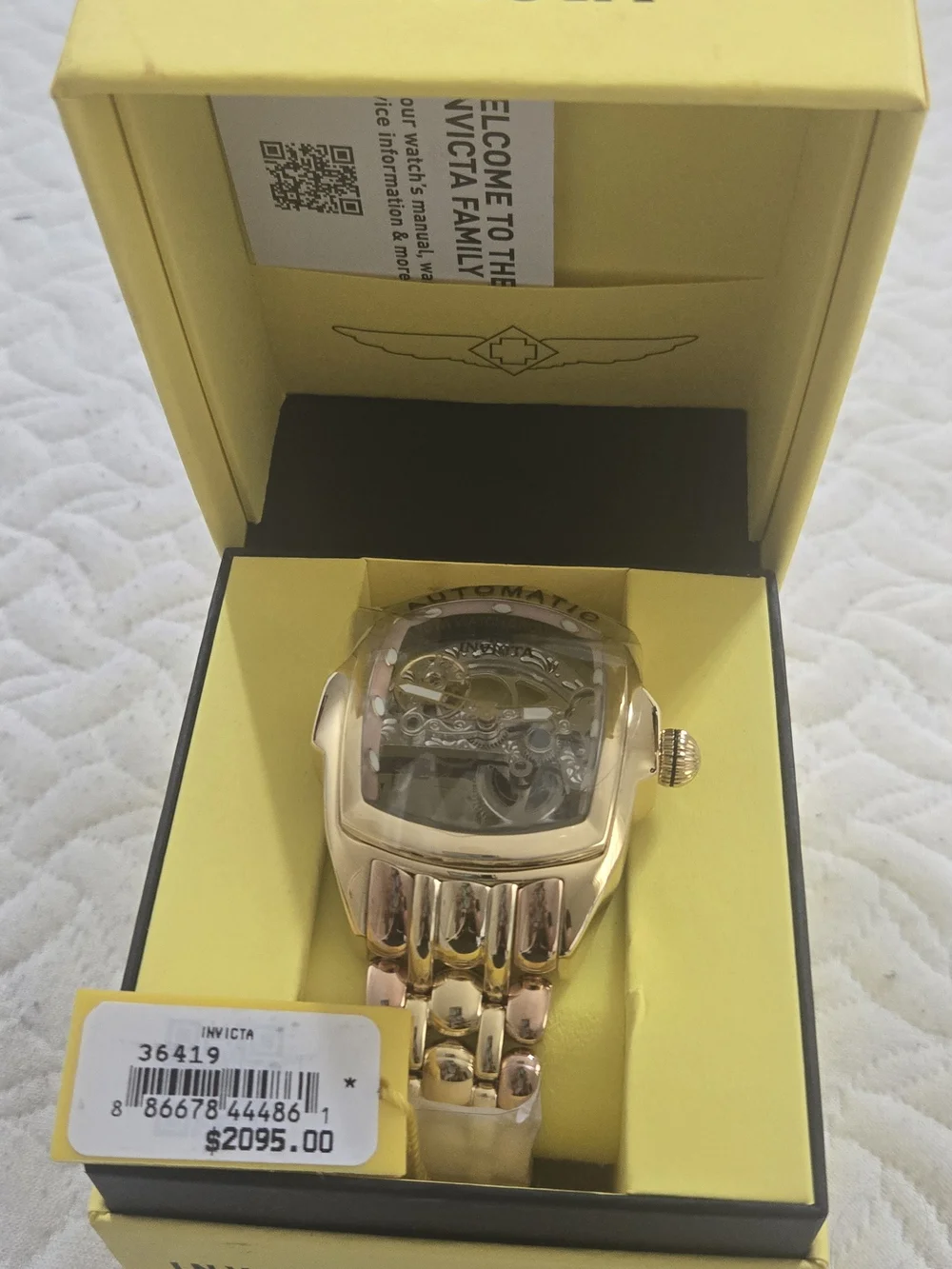 Invicta Gold Tone Automatic Skeleton Dial Men's Watch